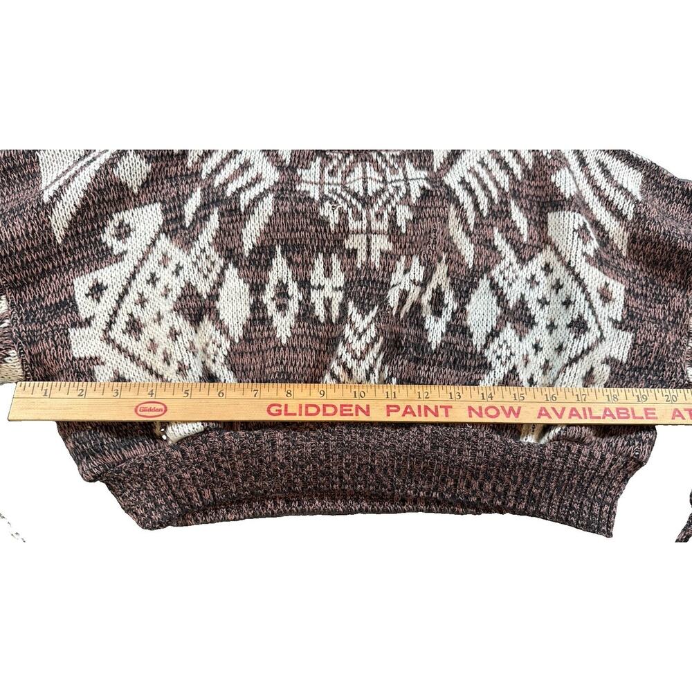 Vintage McGregor Korea Acrylic Cropped Knit Sweater Brown Cream Southwestern L - Picture 4 of 7